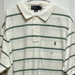 *NWT* Ralph Lauren Polo Men’s Sz XXL T Big and Tall Shirt Cream & Green Stripes